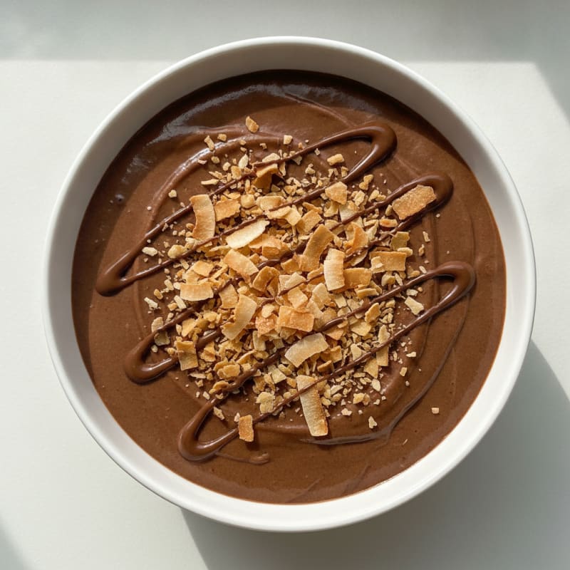 Silky Chocolate Protein Pudding with Toasted Coconut