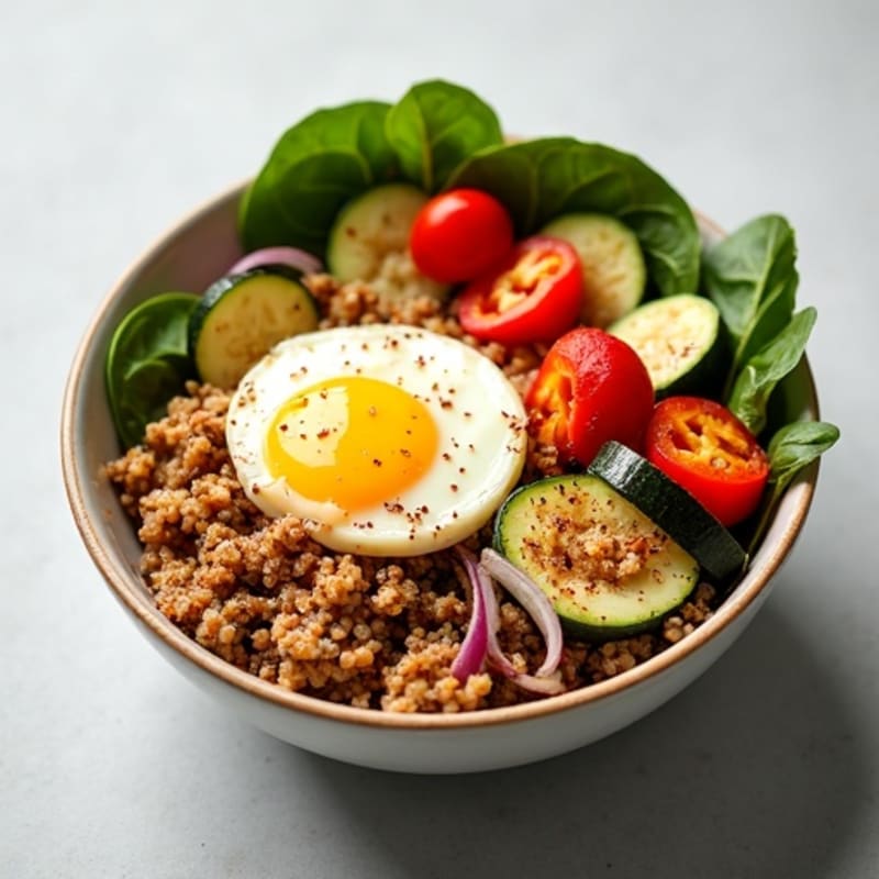 Spiced Ground Turkey and Roasted Vegetable Bowl