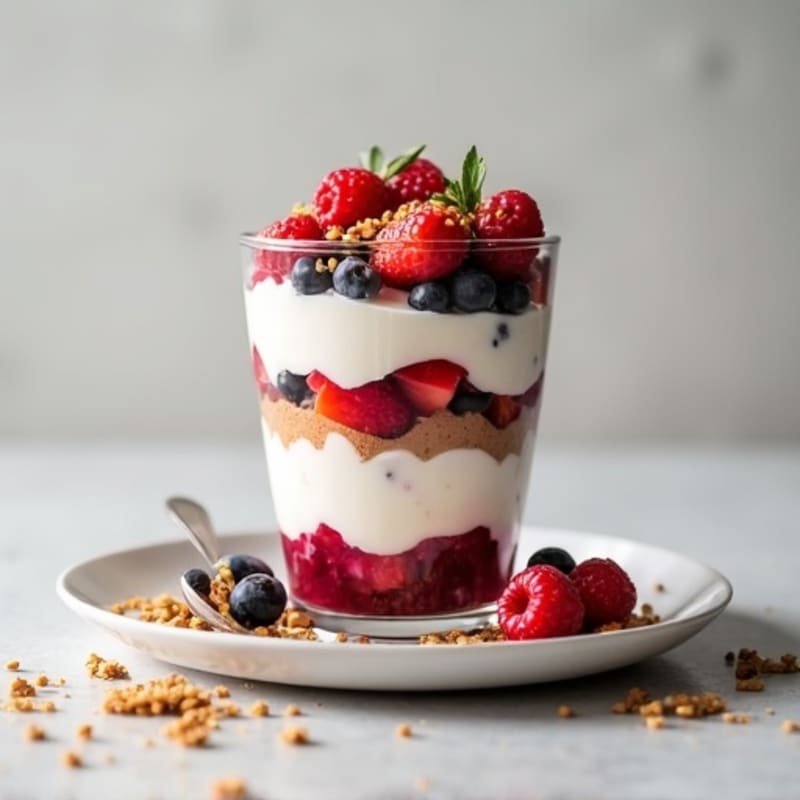 Greek Yogurt Parfait with Mixed Berries and Almond Butter