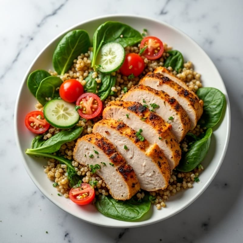Grilled Turkey Breast with Quinoa Spinach Salad