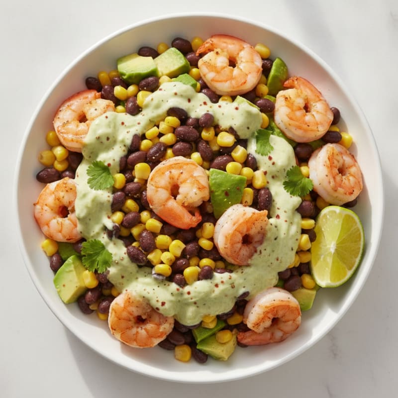 Microwave Black Bean and Corn Shrimp Salsa