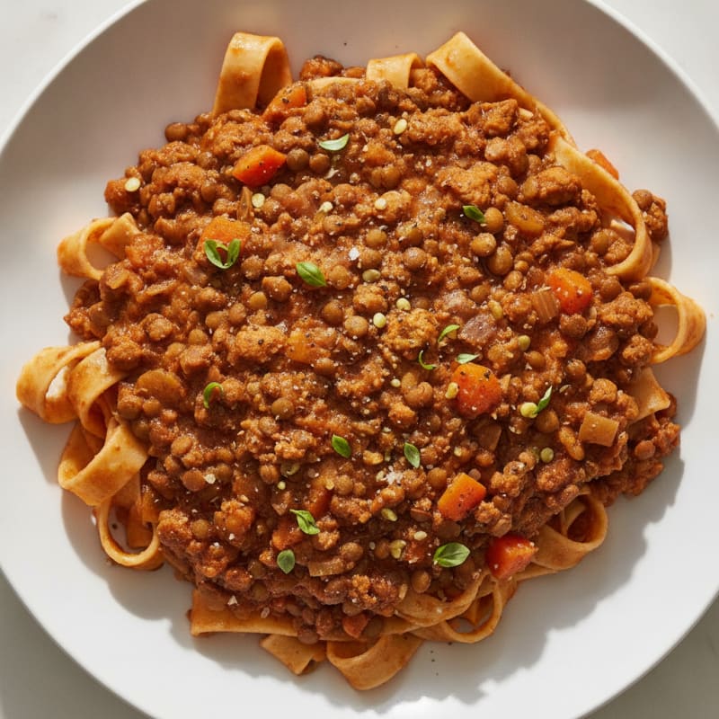 Hearty Lentil Bolognese with Pappardelle