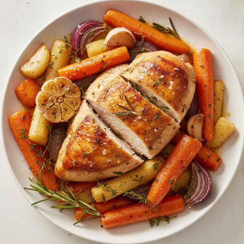 Garlic Herb Roasted Chicken with Root Vegetables