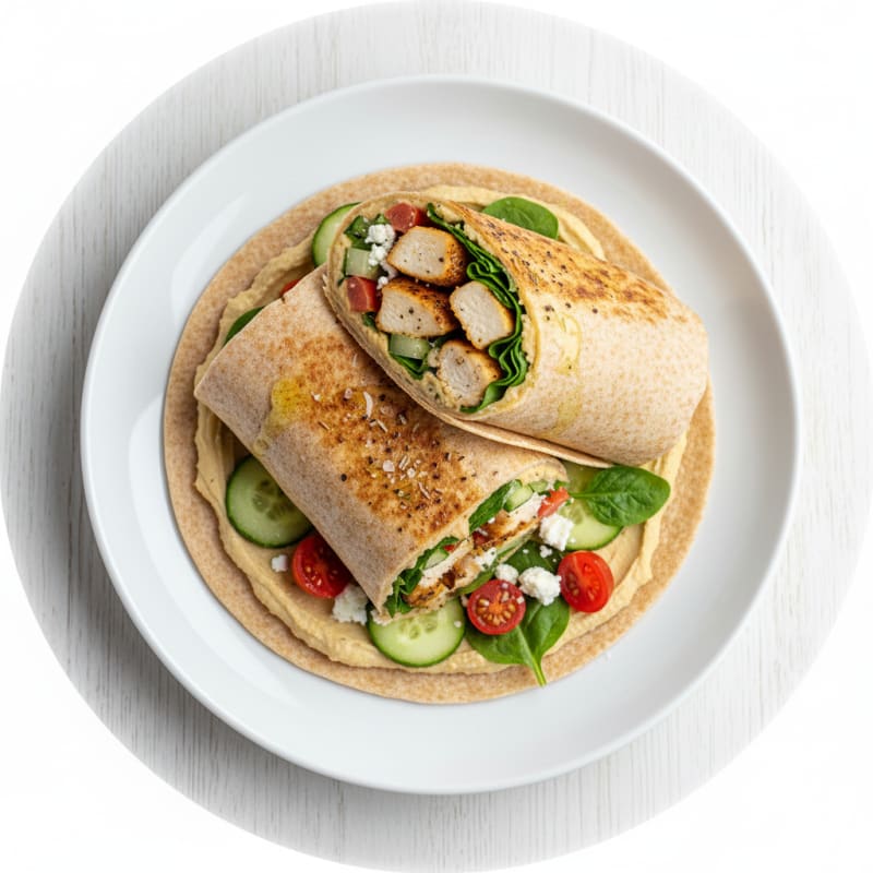 Mediterranean Chicken and Hummus Wrap