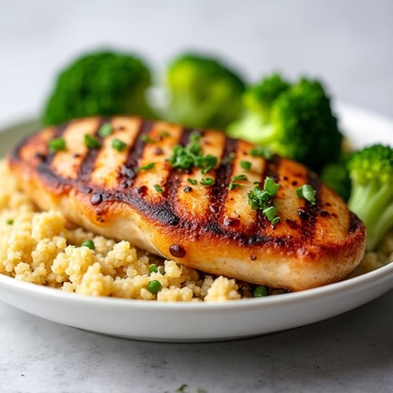 Grilled Chicken Breast with Quinoa and Steamed Broccoli