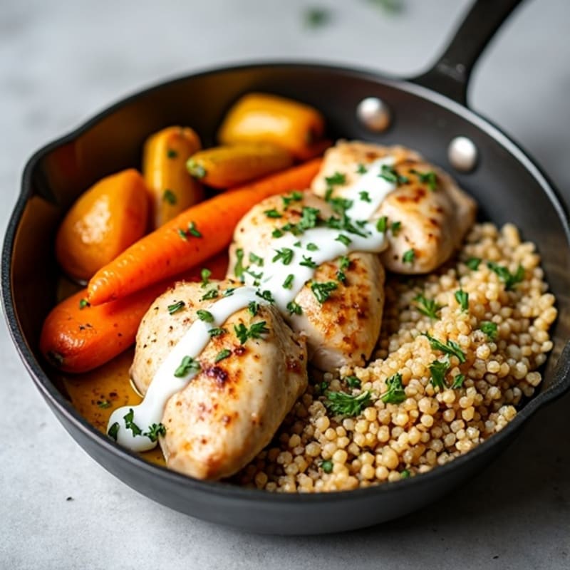 Creamy Herb-Roasted Chicken and Root Vegetable Skillet