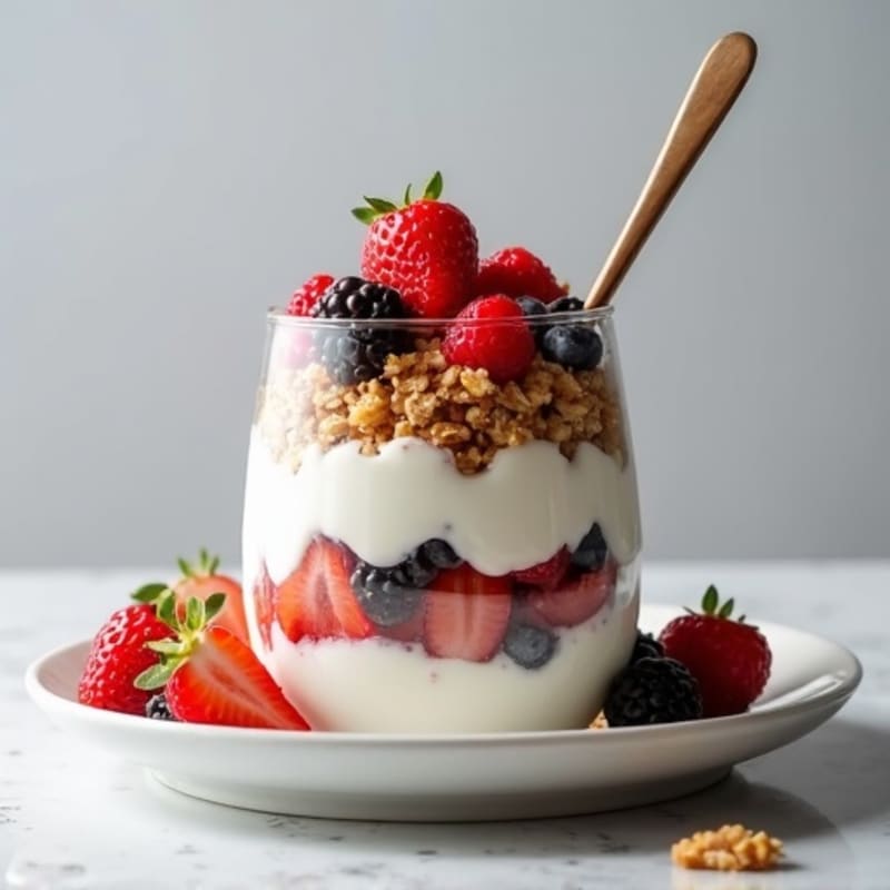 Creamy Greek Yogurt Parfait with Protein Granola and Mixed Berries