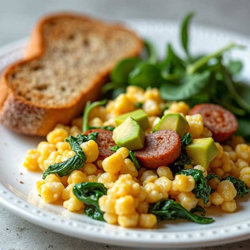Egg White and Turkey Sausage Scramble with Spinach