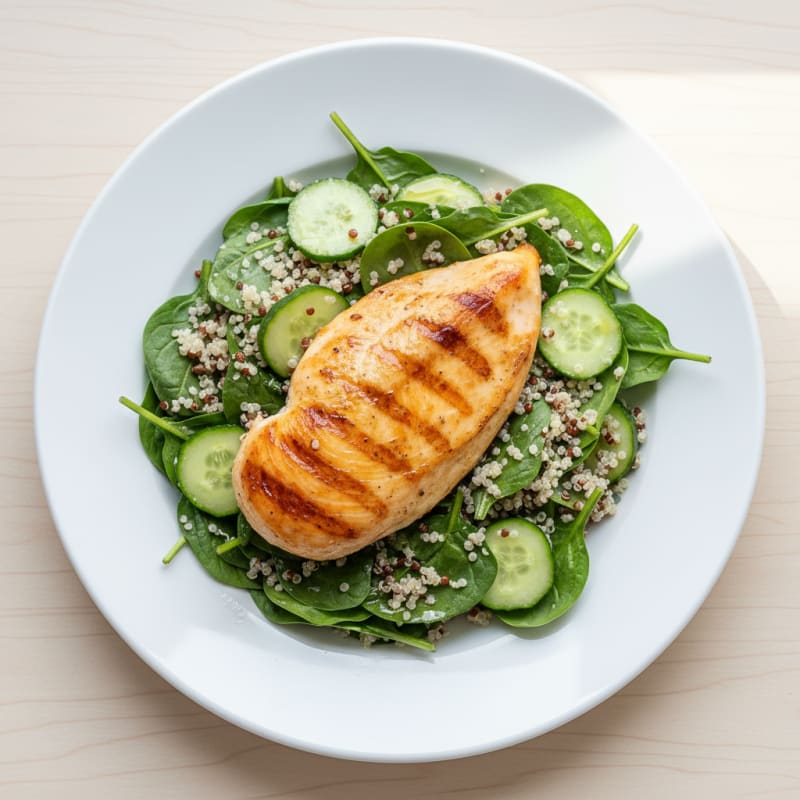 Grilled Chicken Breast with Quinoa Spinach Salad