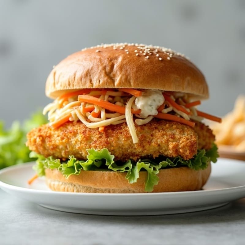 Crispy Baked Chicken Sandwich with Tangy Slaw