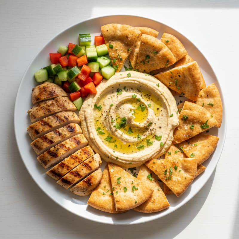 Zesty Herb Hummus and Crispy Pita Platter