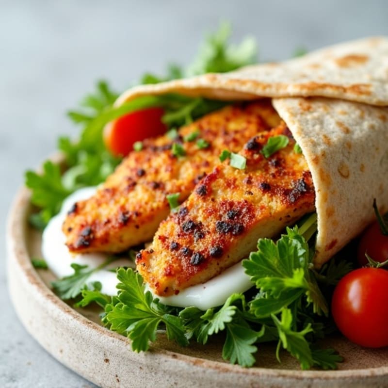 Crispy Grilled Chicken Wrap with Fresh Herbs