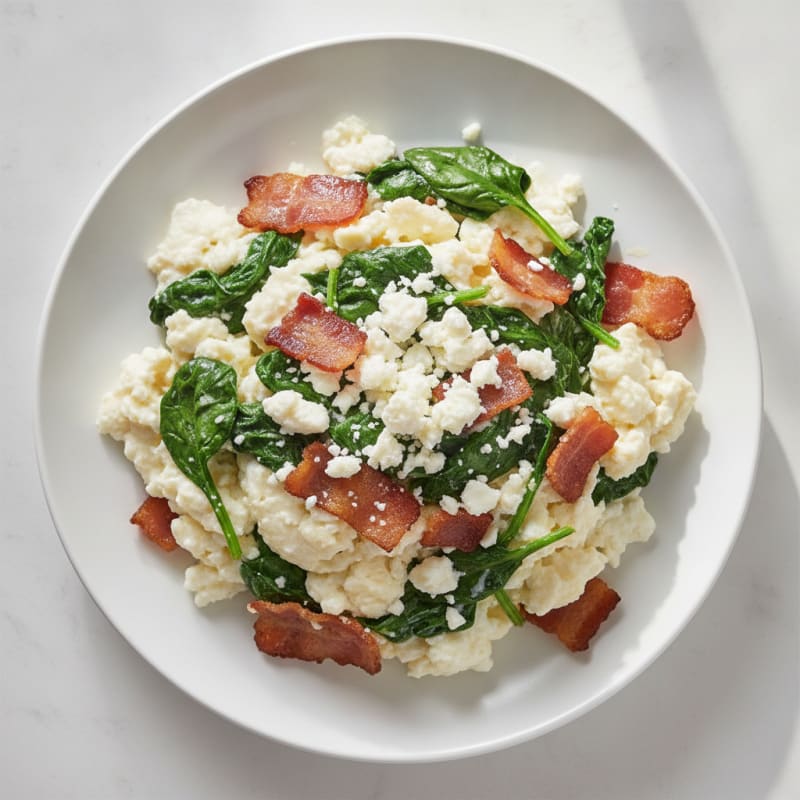 Egg White Scramble with Spinach and Turkey Bacon