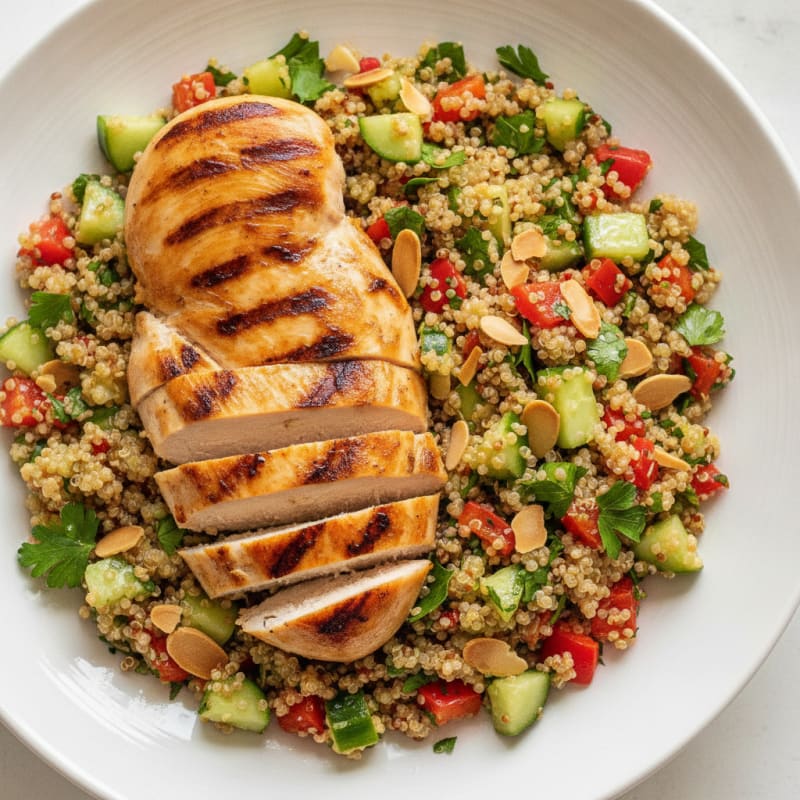 Grilled Chicken Breast with Crunchy Quinoa Salad