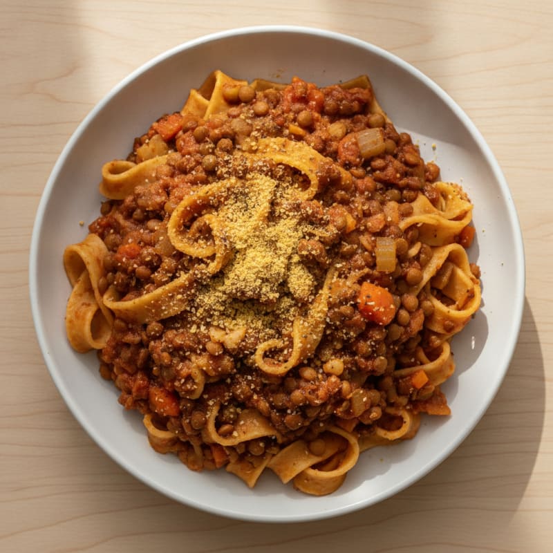 Hearty Lentil Bolognese with Pappardelle