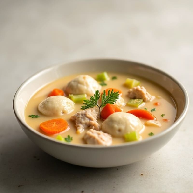 Creamy Chicken and Vegetable Dumpling Soup