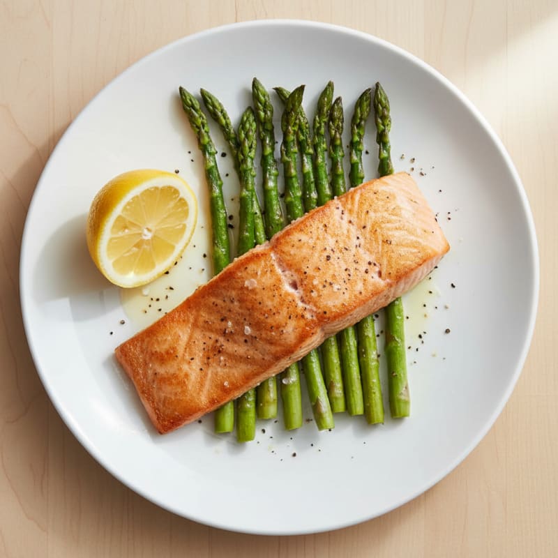 Pan-Seared Salmon with Roasted Asparagus