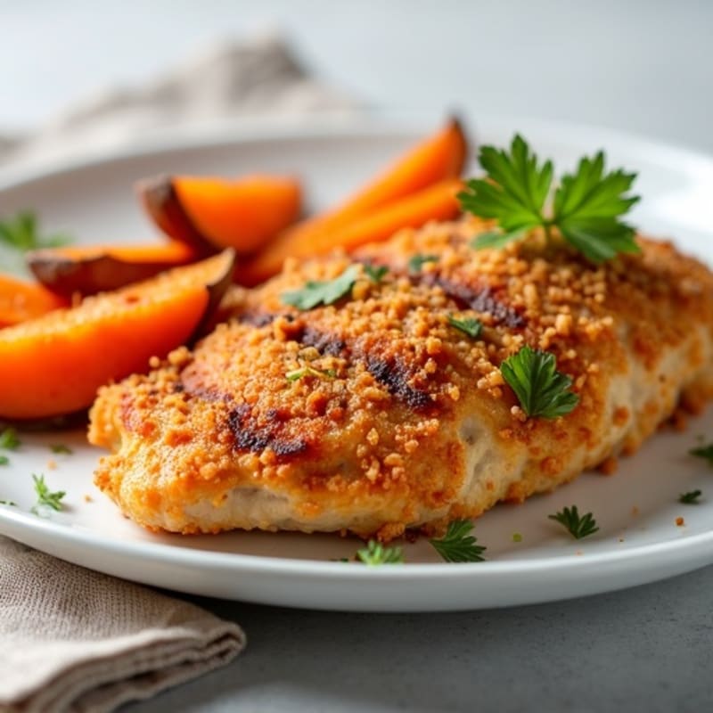 Crispy Onion-Crusted Chicken with Roasted Sweet Potatoes