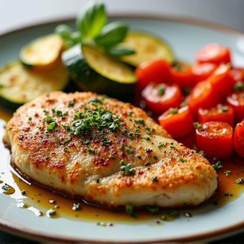 Herb-Crusted Pan Seared Chicken with Roasted Vegetables