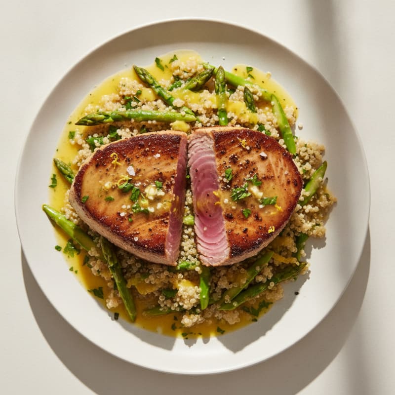 Pan-Seared Tuna with Lemon-Herb Sauce