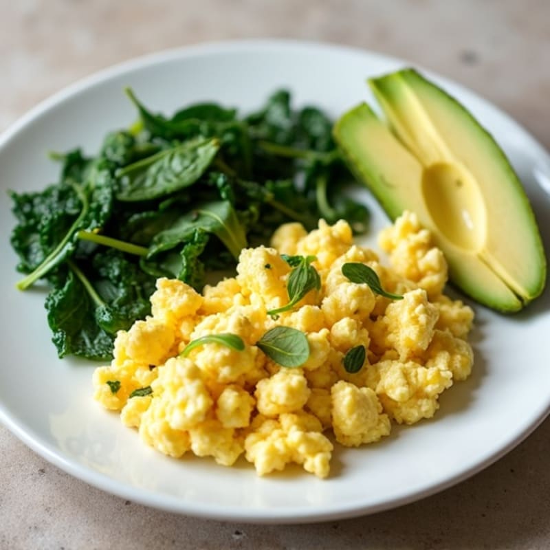 Egg White and Cottage Cheese Scramble with Sautéed Spinach