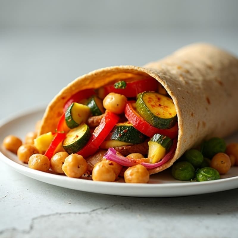 Spicy Italian Plant-Based Sausage and Roasted Vegetable Protein Wrap