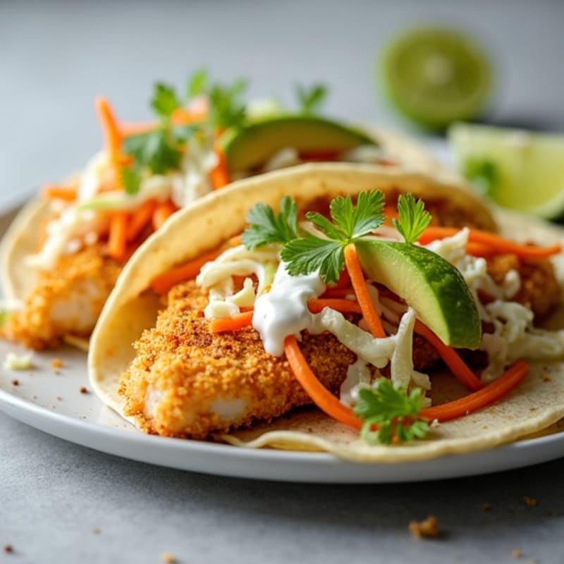 Crispy Baked White Fish Tacos with Fresh Slaw