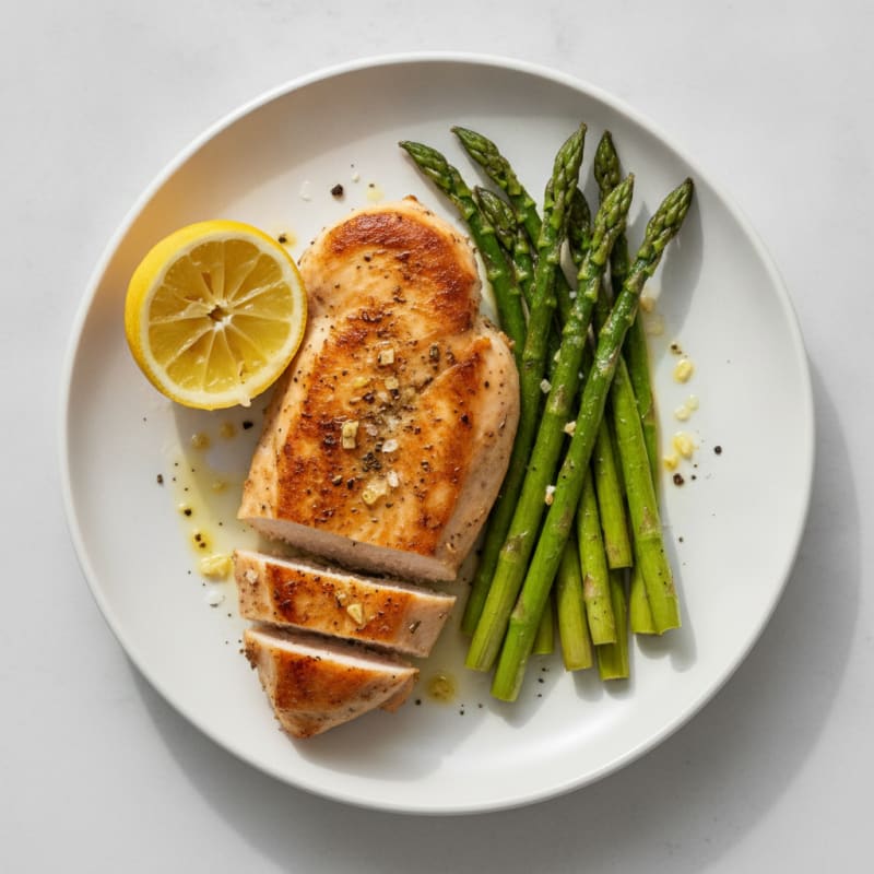 Pan-Seared Chicken with Roasted Asparagus