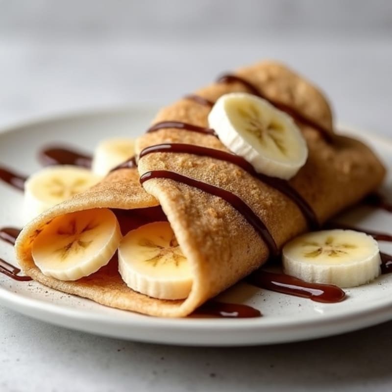 Banana-Stuffed Whole Wheat Crepes with Creamy Chocolate-Hazelnut Drizzle