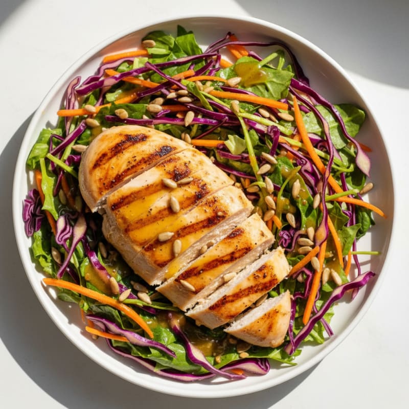 Grilled Chicken Breast with Crunchy Cabbage Slaw