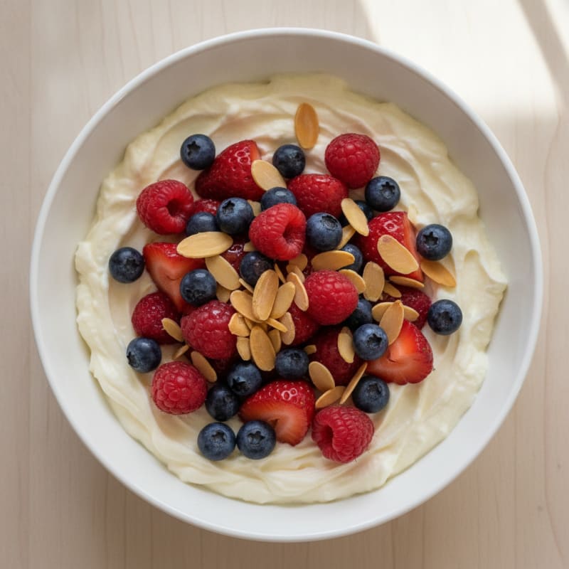 Greek Yogurt Protein Bowl with Mixed Berries and Almonds
