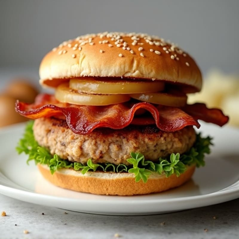 Lean Turkey-Bacon Burger with Caramelized Onions