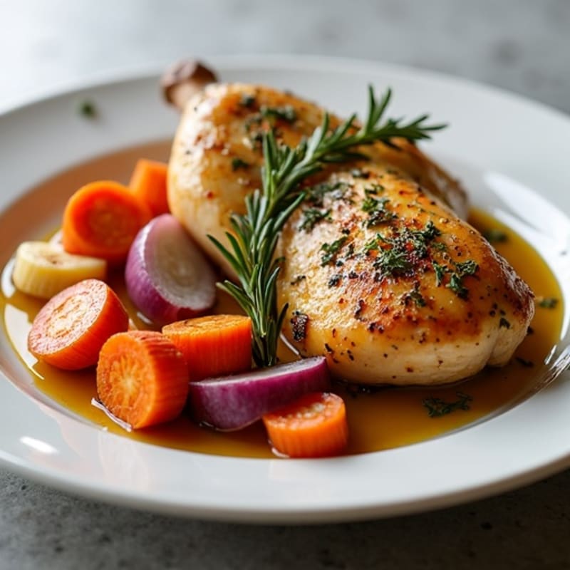 Herb-Roasted Chicken with Crispy Root Vegetable Medley