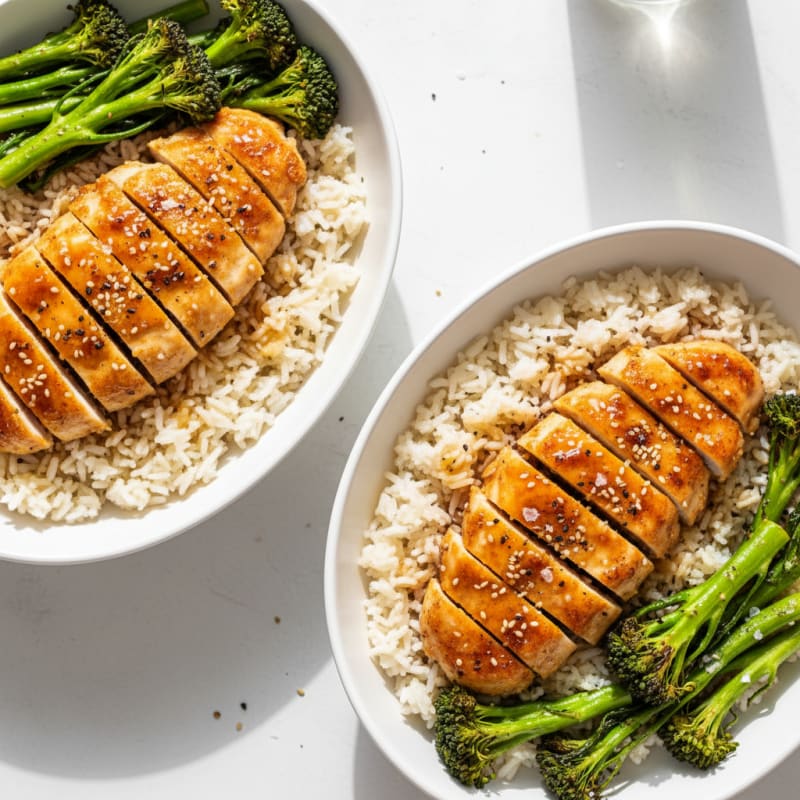 Crispy Honey-Garlic Chicken Bowls