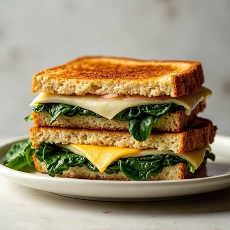 Crispy Whole Grain Stacked Turkey and Spinach Grilled Cheese