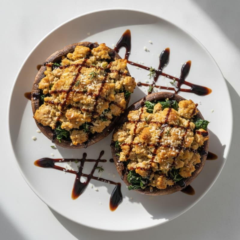 Herb-Stuffed Portobello Mushrooms with Balsamic Glaze