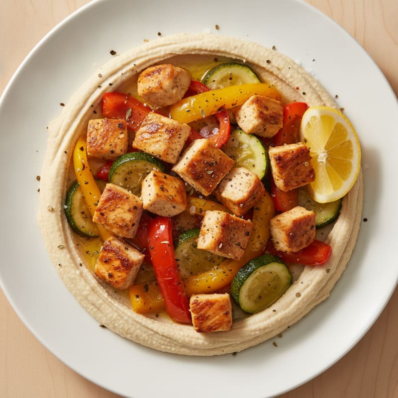 Mediterranean Hummus Platter with Roasted Chicken