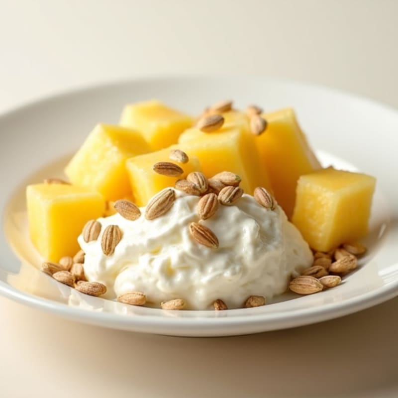 Cottage Cheese with Fresh Pineapple and Sunflower Seeds