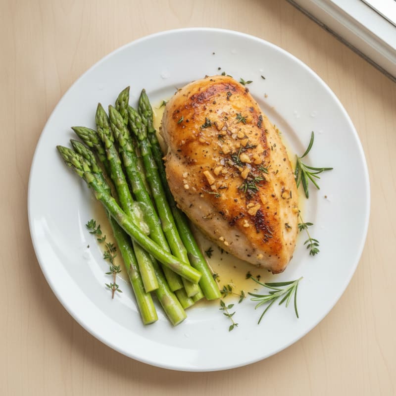 Garlic Herb Roasted Chicken with Asparagus