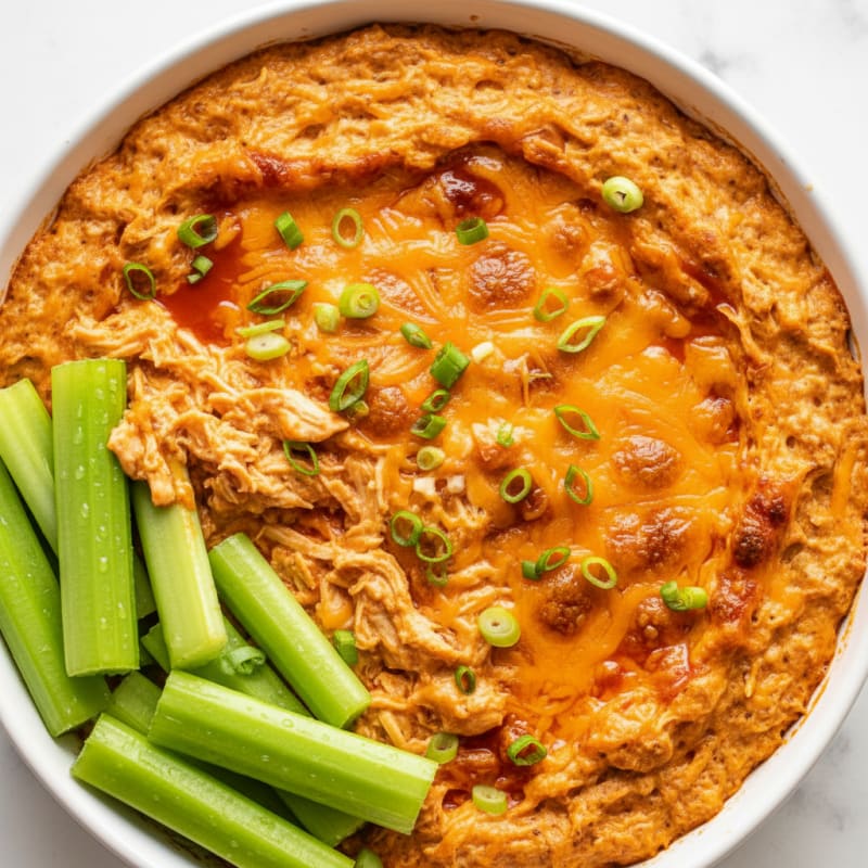 Creamy Buffalo Chicken Dip with Crisp Celery
