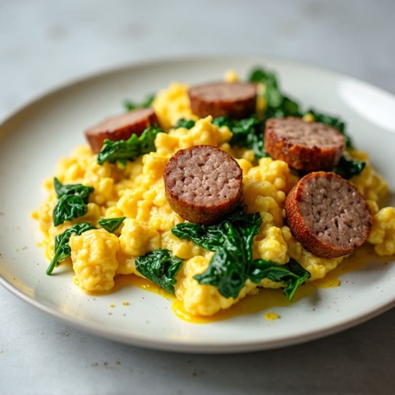 Egg White Scramble with Turkey Sausage and Spinach
