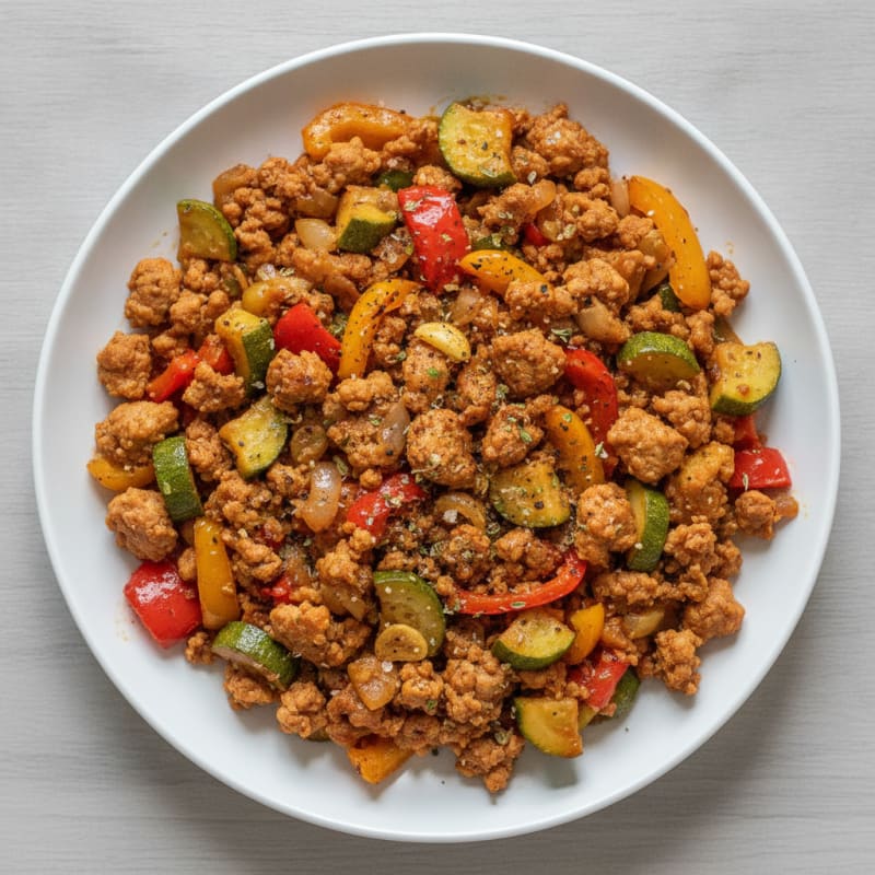 Ground Turkey Skillet with Zucchini and Bell Peppers