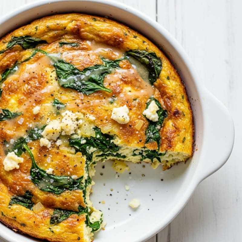 Creamy Spinach and Feta Egg Bake