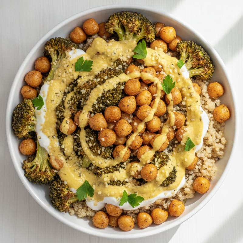 Roasted Vegetable and Chickpea Grain Bowl