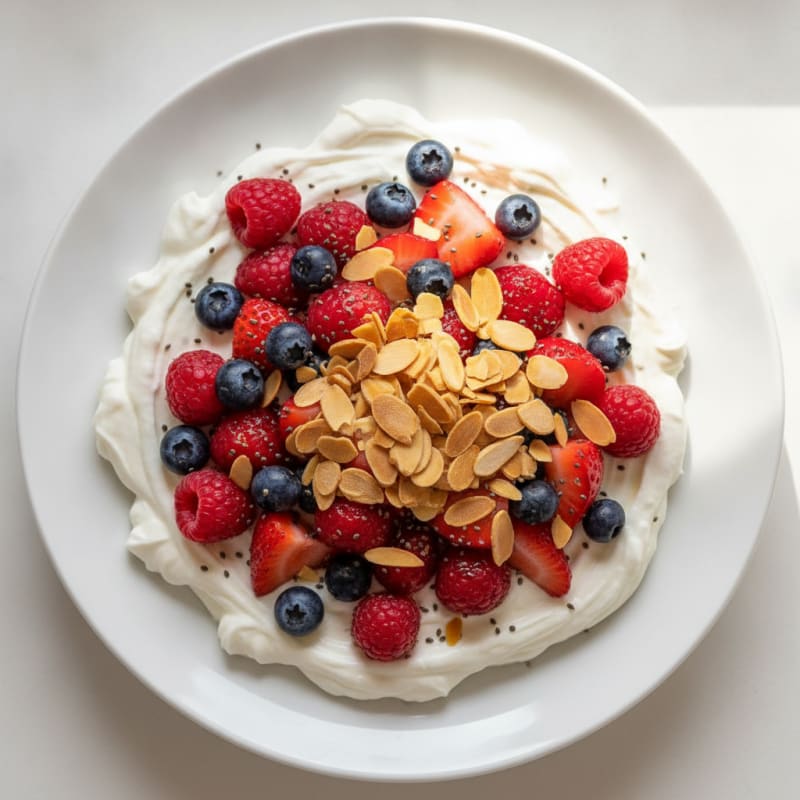Silky Greek Yogurt Protein Pudding with Mixed Berries