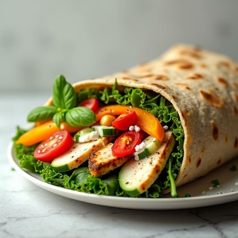 Fresh Crisp Veggie Whole Wheat Wrap with Zesty Herb Dressing