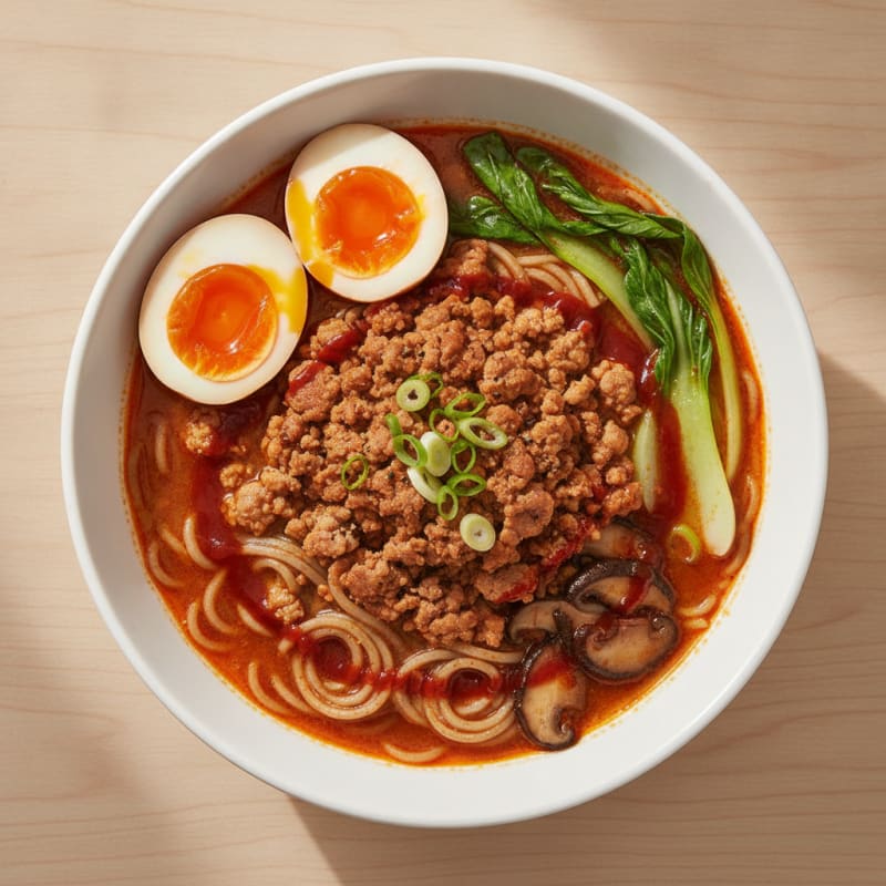Sriracha Pork Ramen with Jammy Eggs