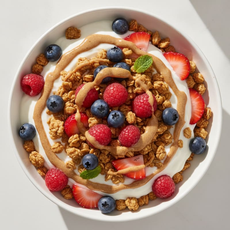 Creamy Greek Yogurt Parfait with Mixed Berries and Protein Granola