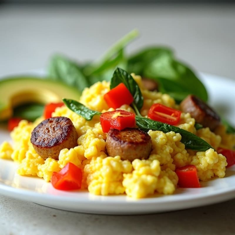 Egg White Scramble with Spinach and Turkey Sausage