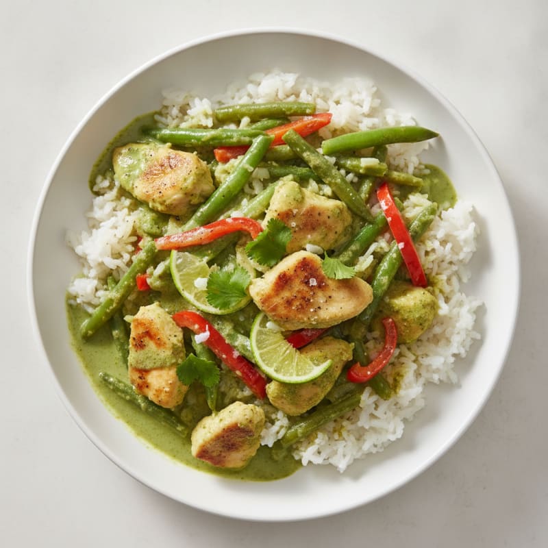 Green Curry Chicken with Coconut Rice